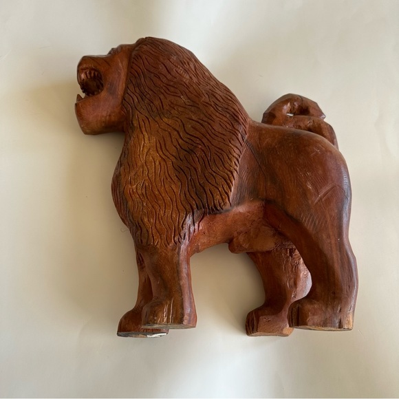 Solid Wood Carved Lion - Picture 2 of 5